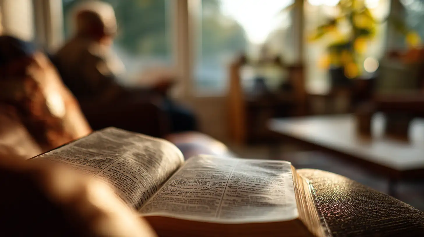 Person läser Bibeln i morgonljus – förstå vad Guds rike är.
