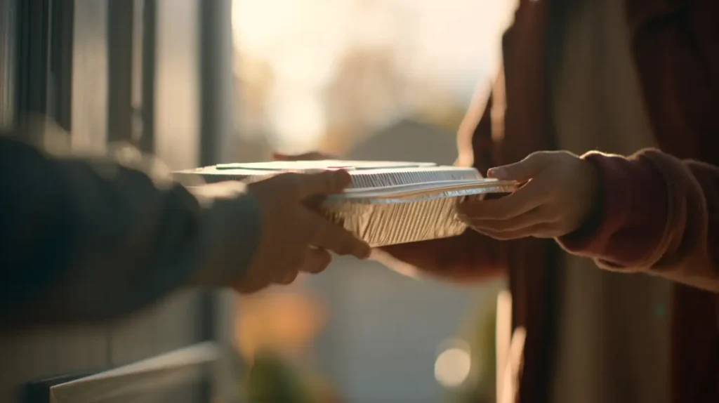 En enkel handling av omtanke – lämnar matlåda vid dörren.