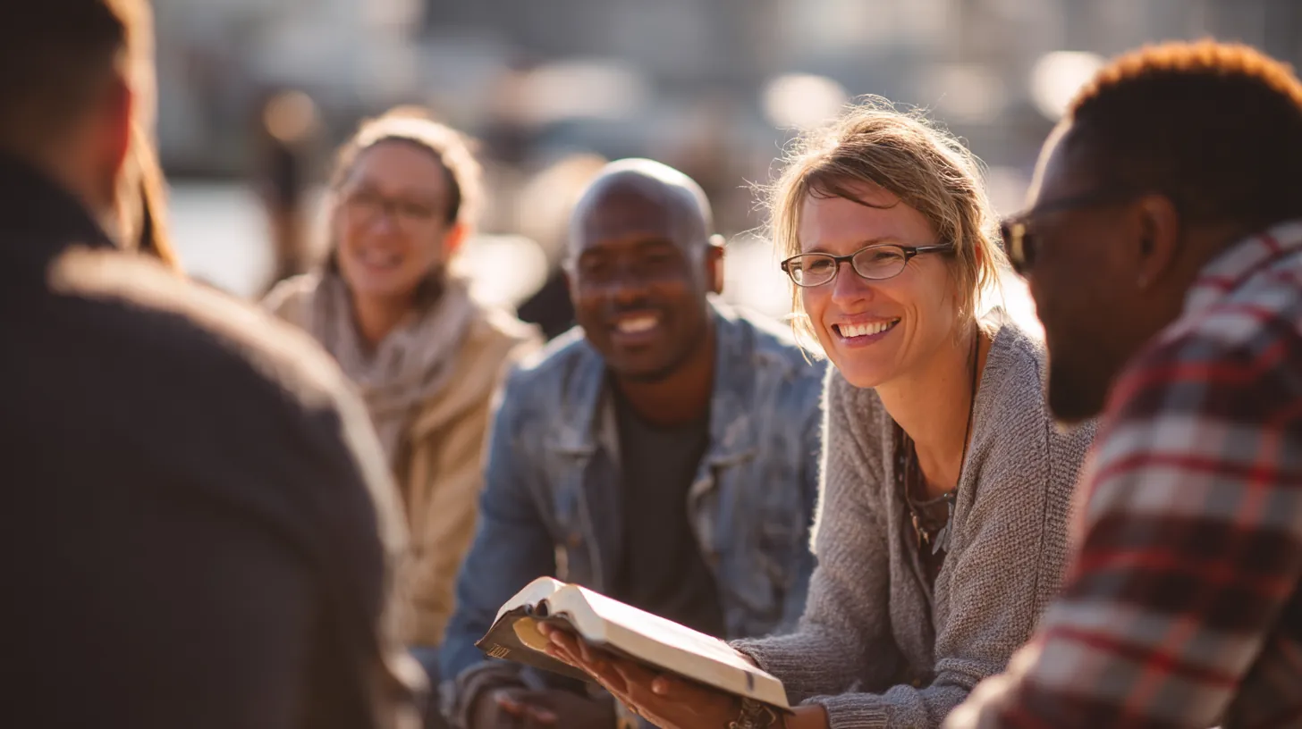 Människor som studerar Bibeln tillsammans och pratar om hur man hittar verklig mening i livet.