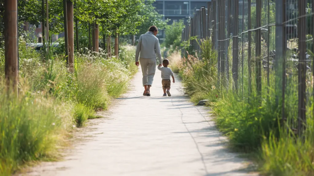 Vuxen visar en trygg väg i parken – bild för Psalm 23:1.